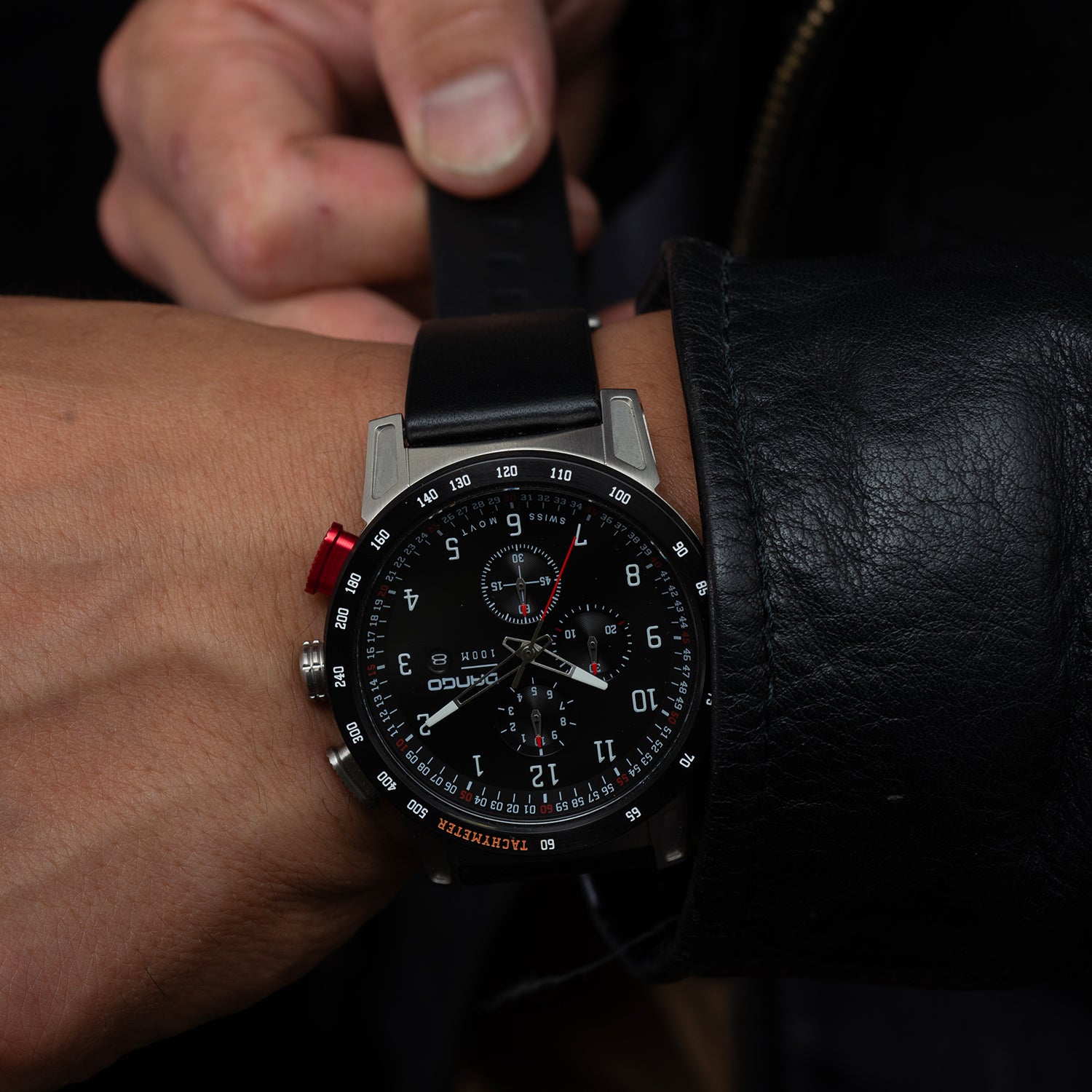 CR-01 - CHRONO WATCH WITH ITALIAN LEATHER STRAP - JET BLACK - Dango ...