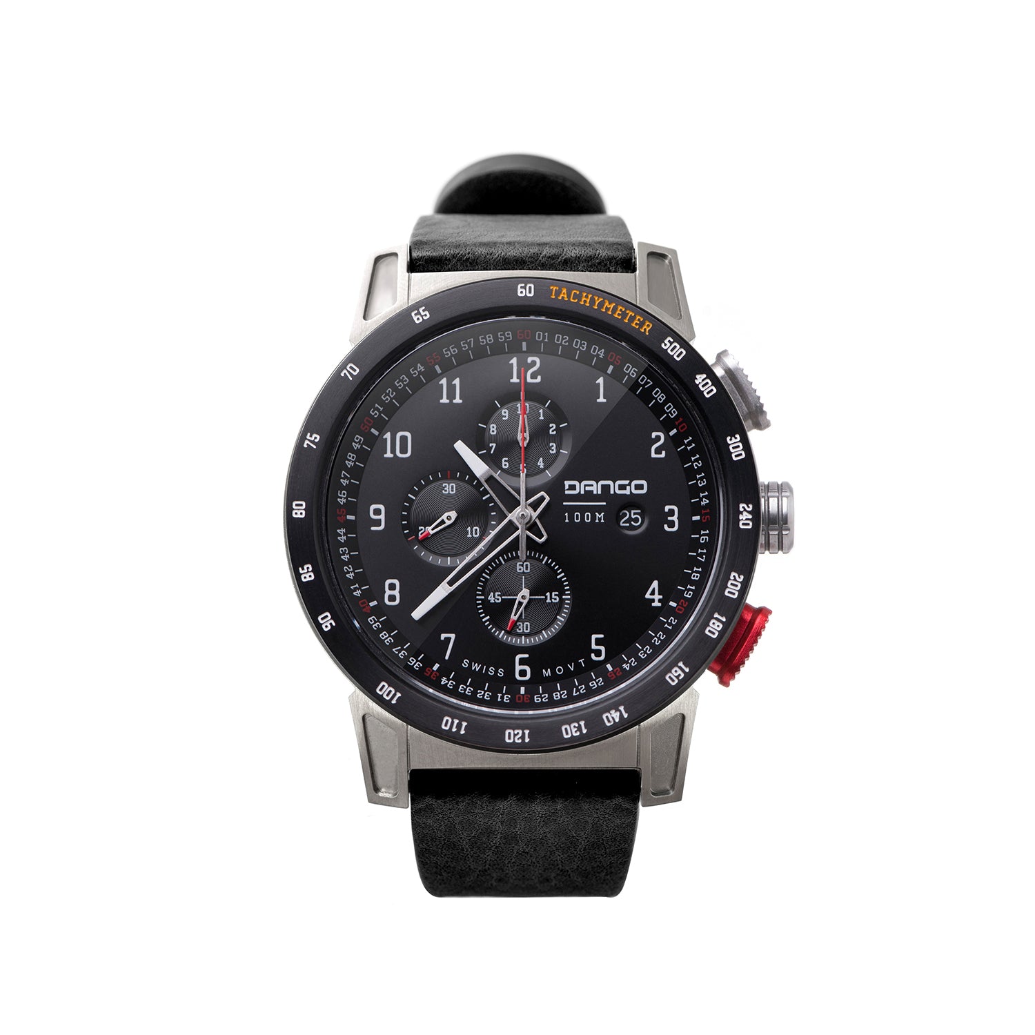 CR 01 Chrono Watch Italian Leather Strap Jet Black