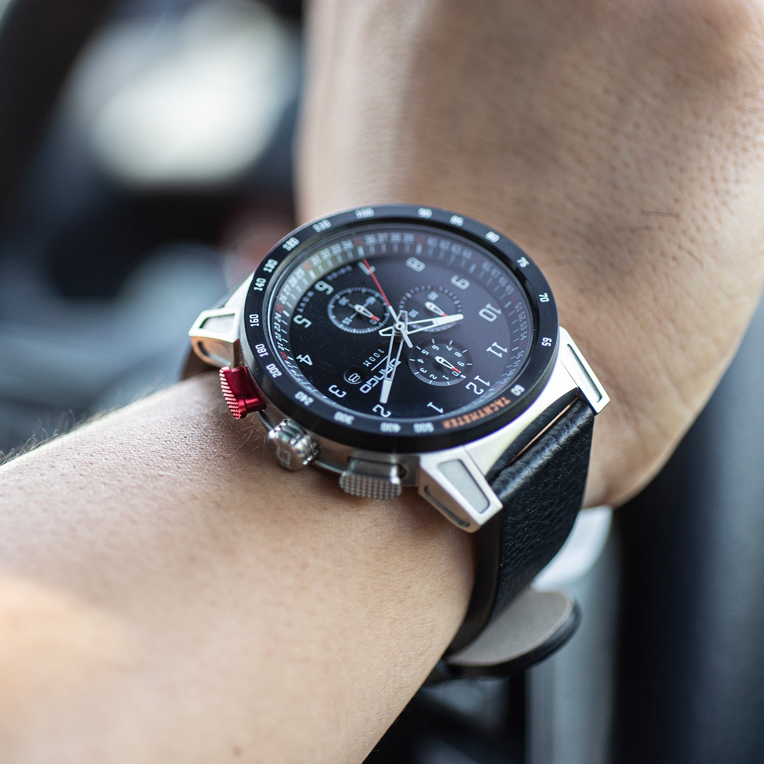 CR-01 - CHRONO WATCH WITH ITALIAN LEATHER STRAP - JET BLACK - Dango ...