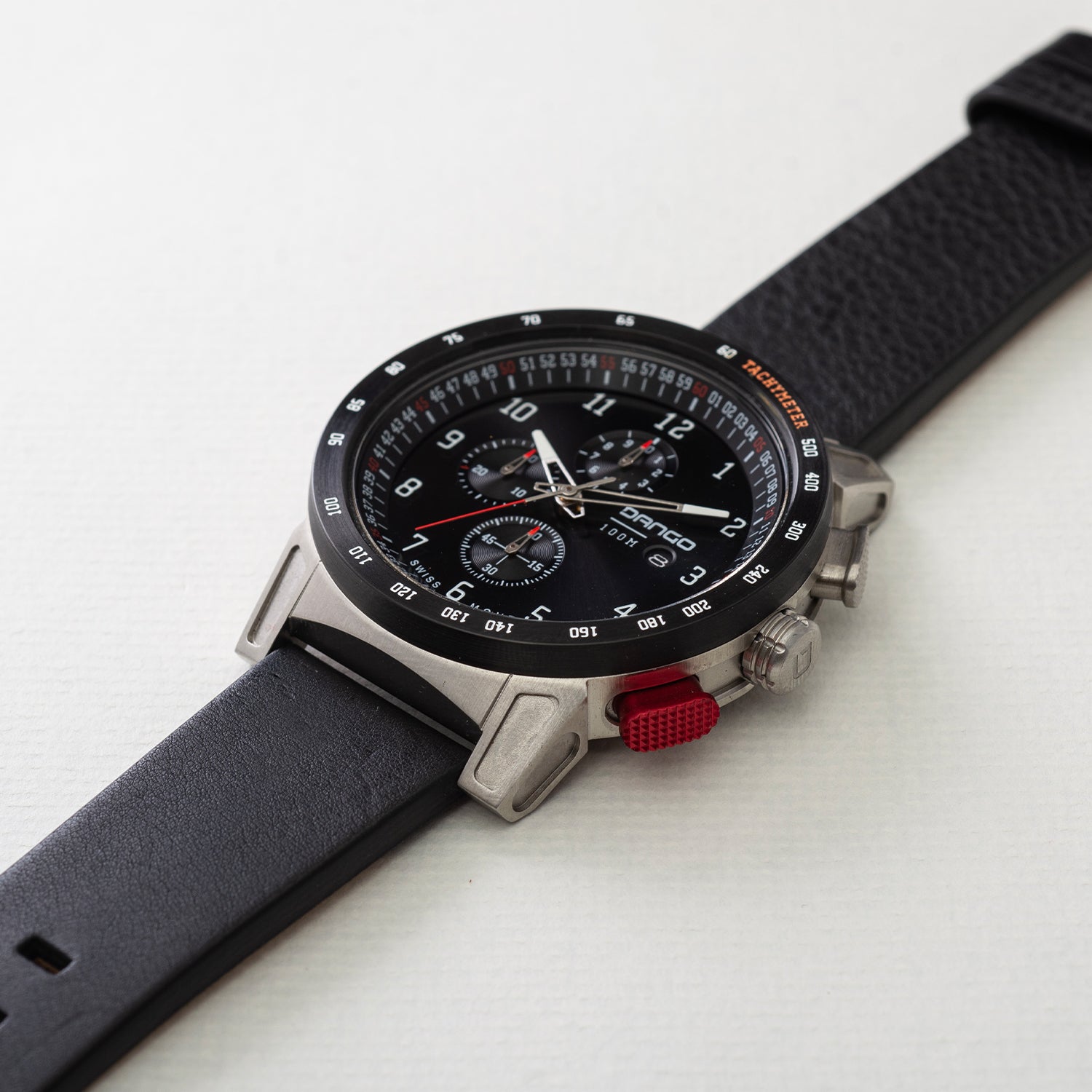 CR-01 - CHRONO WATCH WITH ITALIAN LEATHER STRAP - JET BLACK - Dango ...