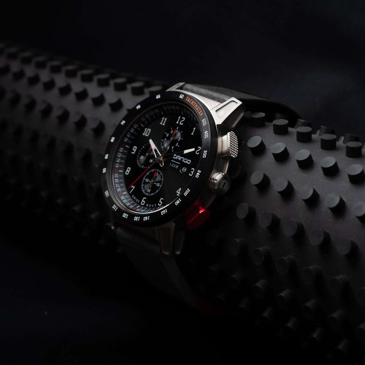 CR-01 - CHRONO WATCH WITH ITALIAN LEATHER STRAP - JET BLACK - Dango ...