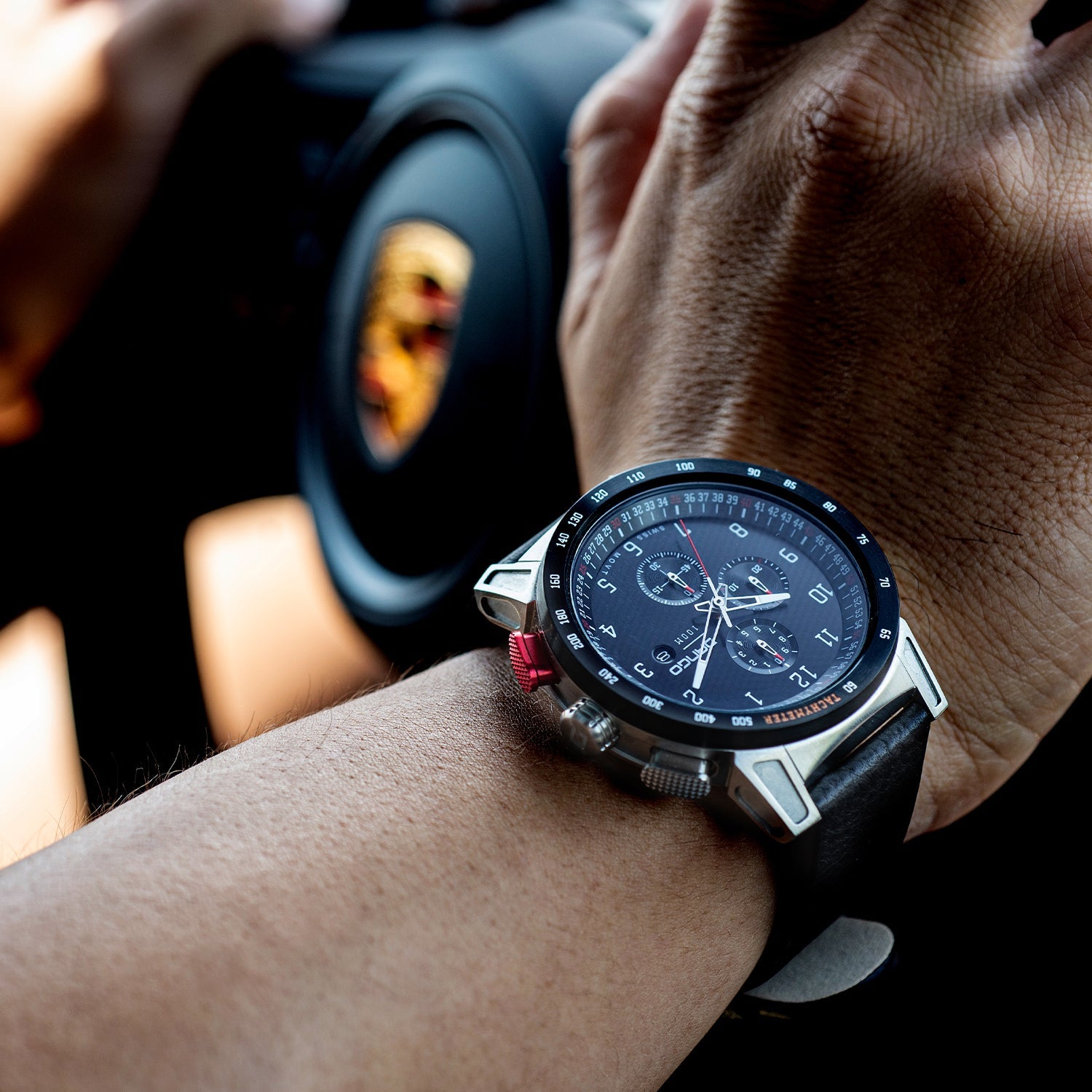 CR-01 - CHRONO WATCH WITH ITALIAN LEATHER STRAP - JET BLACK - Dango ...