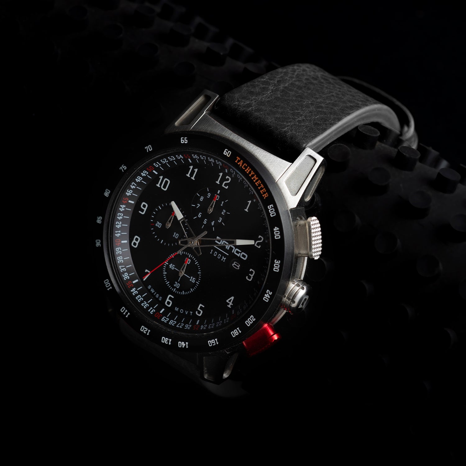 CR-01 - CHRONO WATCH WITH ITALIAN LEATHER STRAP - JET BLACK - Dango ...