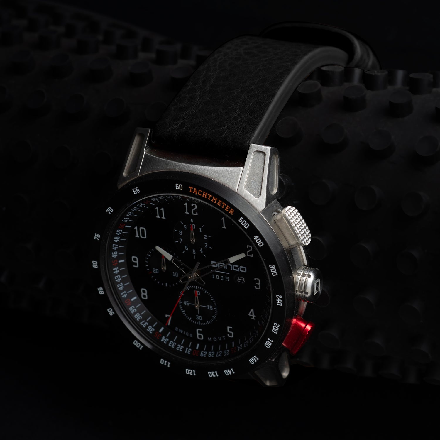 CR-01 - CHRONO WATCH WITH ITALIAN LEATHER STRAP - JET BLACK - Dango ...