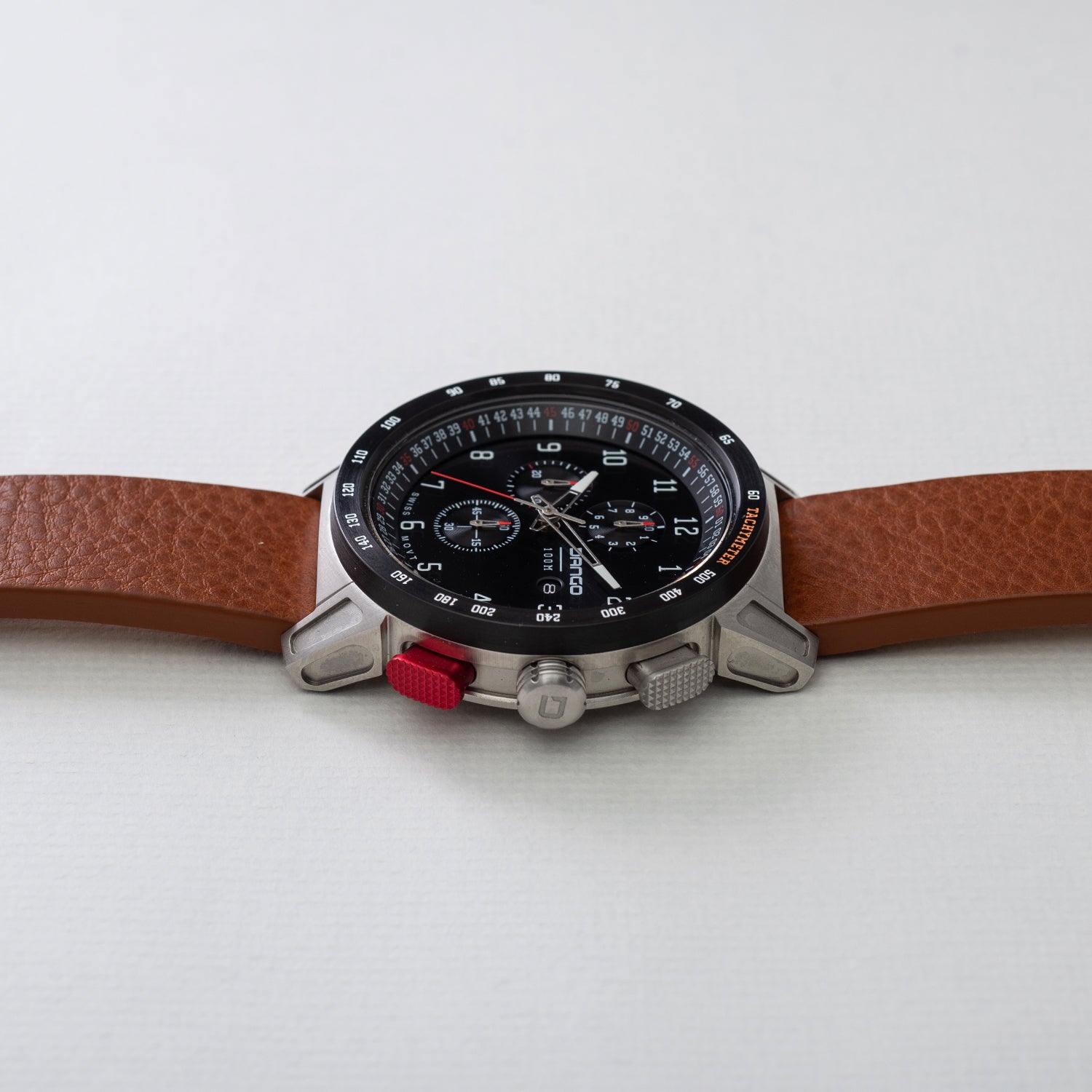 CR-01 - CHRONO WATCH WITH ITALIAN LEATHER STRAP - WHISKEY BROWN - Dango ...