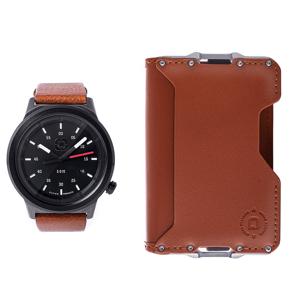 Dango D03 Bifold Wallet Watch Bundle Whiskey Brown WG