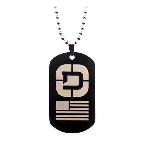 Grandson Stainless Steel Dog Tag Pendant Necklace With A Damascus Steel  Inlay, Black Sapphire And Etched Loving Sentiment