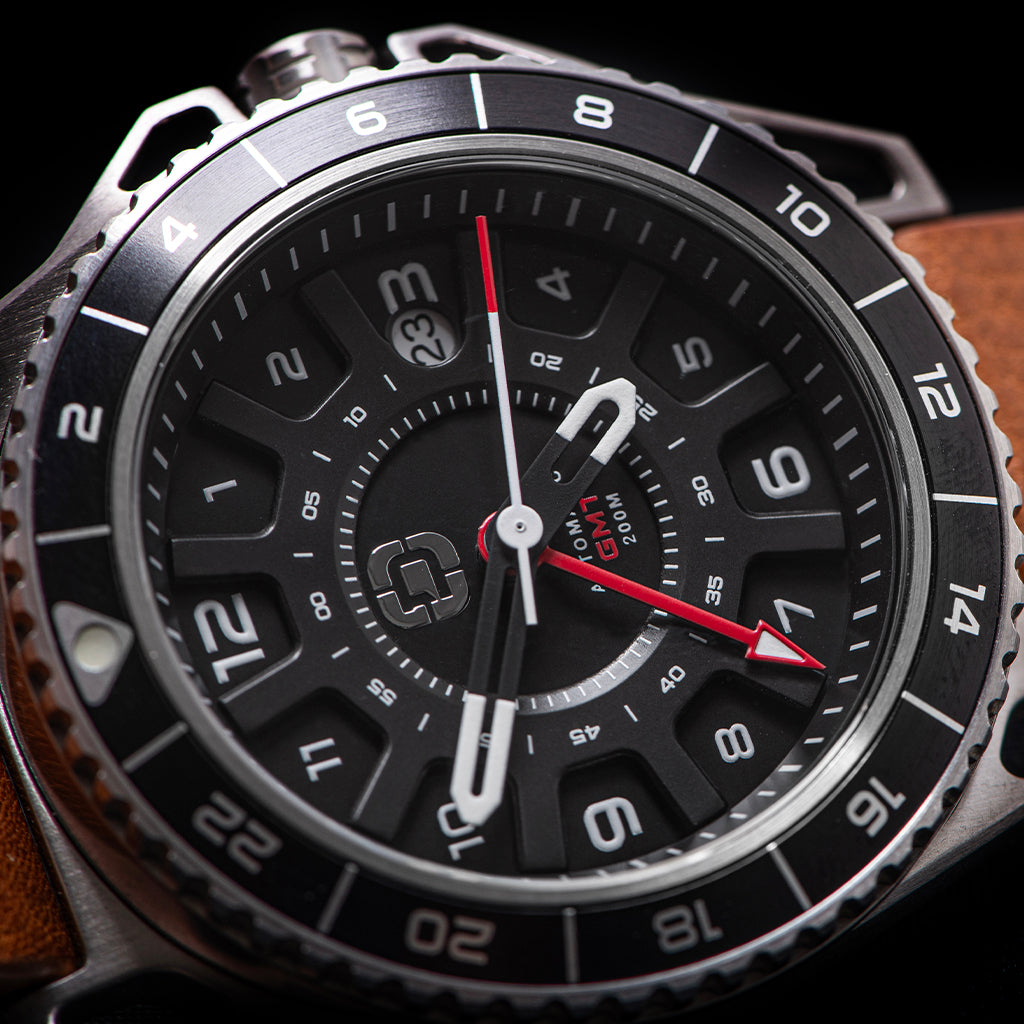 Gmt Automatic GMT-01 - AUTOMATIC GMT WATCH WITH ITALIAN LEATHER STRAP - Dango Products