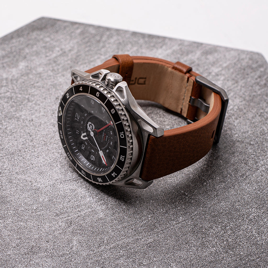 Quick Release Scratches Brown Italian Leather Watch Strap