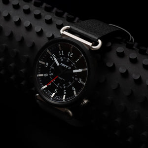 TK-01 - TREK WATCH WITH ITALIAN LEATHER STRAP - JET BLACK DangoProducts