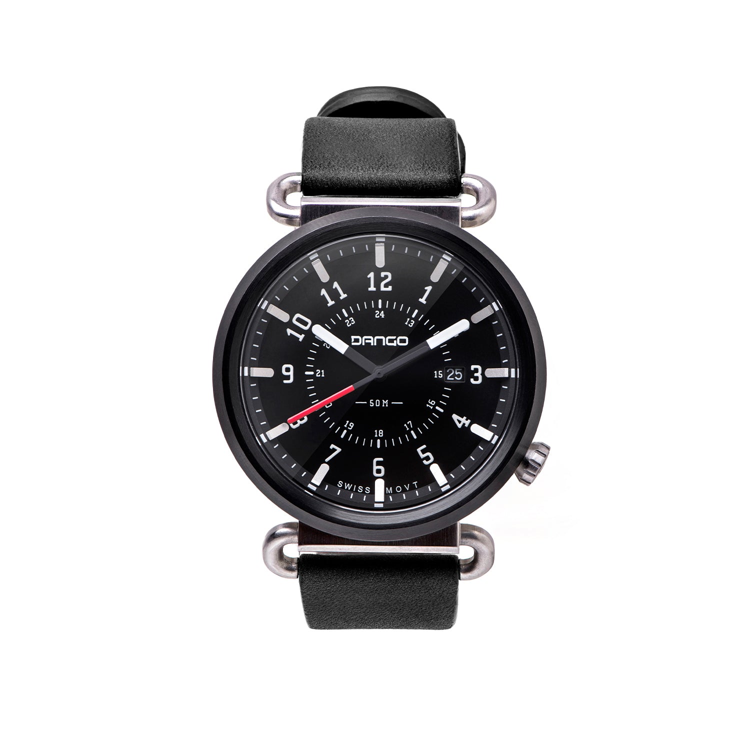 TK-01 - Trek Watch with Italian Leather Strap - Jet Black – Dango